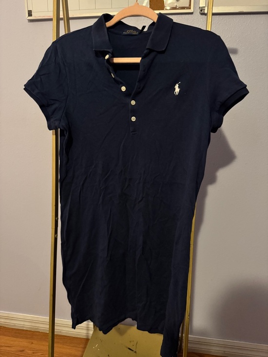 Ralph Lauren Dresses & Skirts - Ralph Lauren Navy Blue Polo Shirt Dress with White Pony